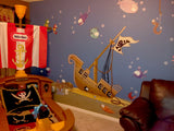 Sunken pirate ship wall sticker in situ on a wall.