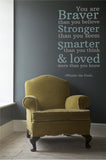 Pooh wall sticker quote braver stronger smarter motivational quote for kids