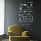 Winnie the pooh wall sticker you are braver than you believe removable wall sticker for childrens bedroom