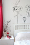 Hand drawn style wall sticker decals of British woodland flowers for homes