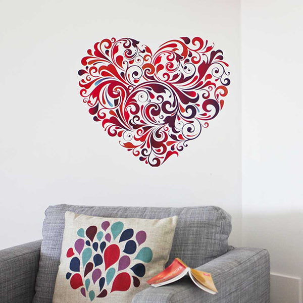 Beautiful pattern of swirls heart wall sticker