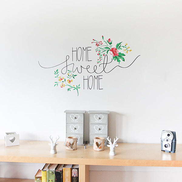 Floral home sweet home wall sticker for your hallway