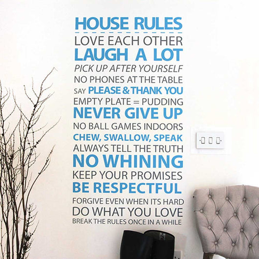 House Rules vinyl wall sticker for family home decoration ideas