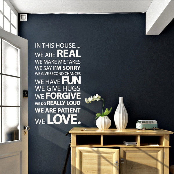 In this House Vinyl Wall Sticker - Typographic wall art appliqué for homes