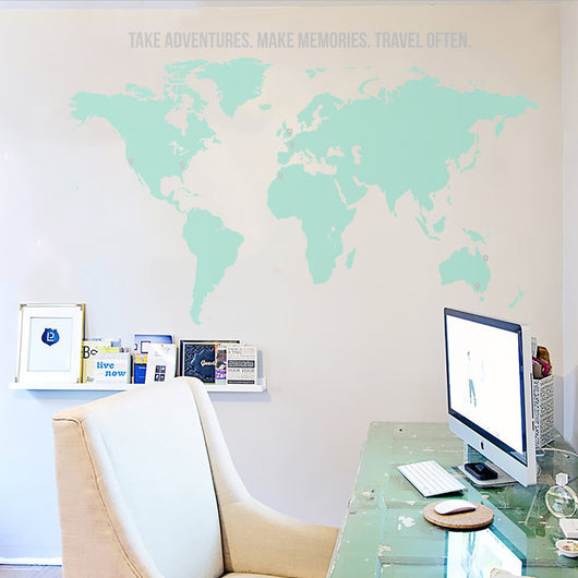 World Map with Quote Vinyl Wall Decal