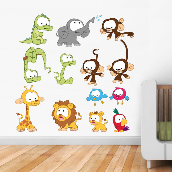 Baby jungle animal wall sticker decals. Uk wall stickers and wall art for kids rooms