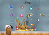 Sunken pirate ship wall sticker decals for kids bedrooms