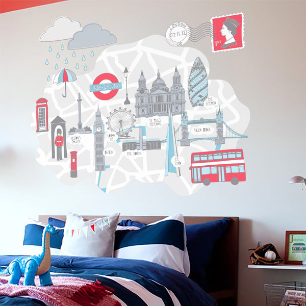 London wall sticker scene for kids