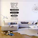 Vinyl wall sticker quote about optimism motivational text. Wall art text for homes and offices, Wall art sticker UK