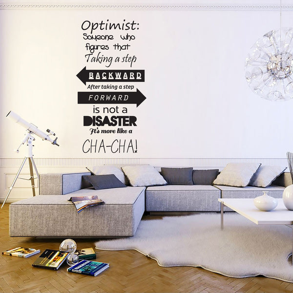 Vinyl wall sticker quote about optimism motivational text. Wall art text for homes and offices, Wall art sticker UK