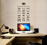 Mens wall sticker moustache guide removable wall art