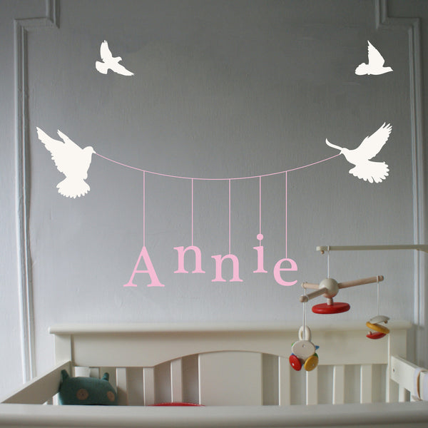 Name hanging vinyl wall art decal for baby nursery ideas 