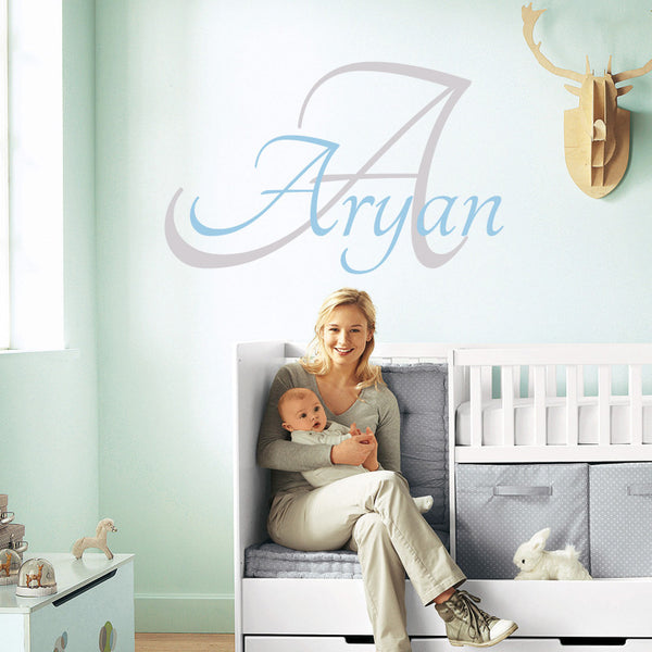 Baby name personalised wall sticker graphic for babies nurseries