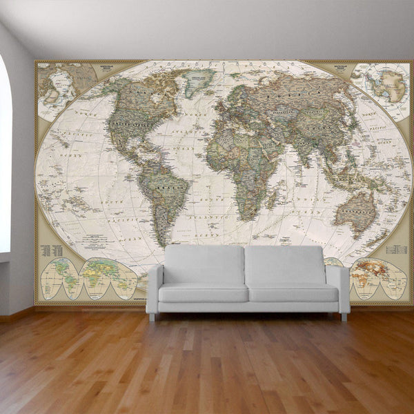 Old world map mural wallpaper, self adhesive, with no glue.