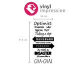Sizing chart for optimist vinyl wall sticker decal for homes and offices