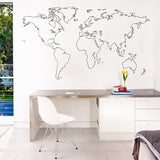 outlined world map vinyl wall sticker decal graphic for homes and office branding projects