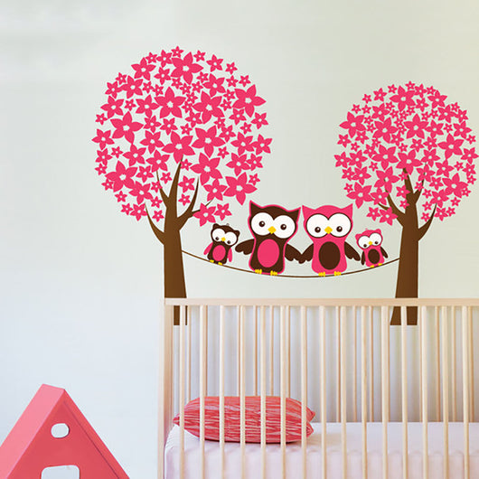 Owls in the trees wall sticker decal for wall art in girls bedroom