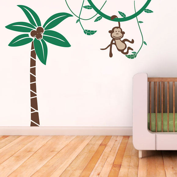 Monkey in palm tree wall sticker UK wall decal