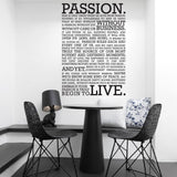 Passion typographic wall decal