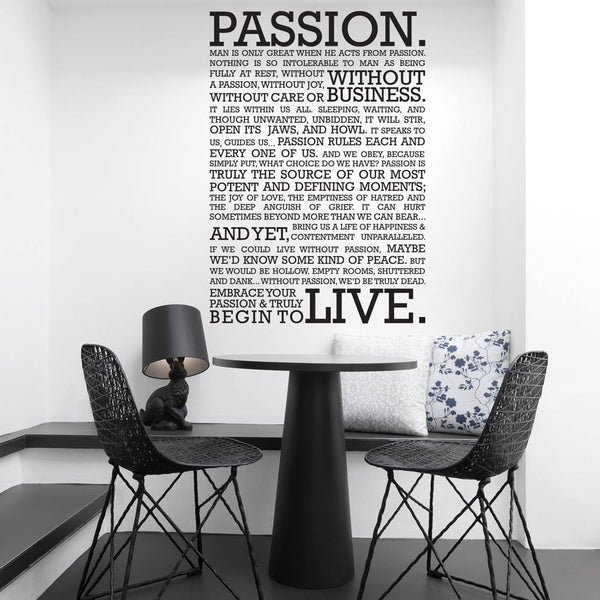 Passion typographic wall decal