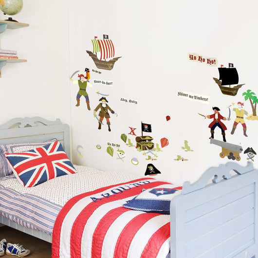 Pirate ship wall stickers and mini decals for boys bedrooms