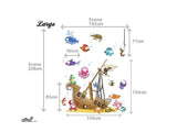 Sizing chart for large sunken pirate ship wall sticker decals