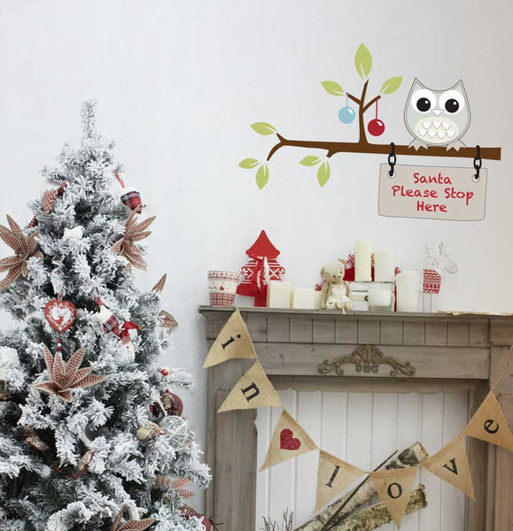 Santa please stop here removable wall sticker Christmas decoration