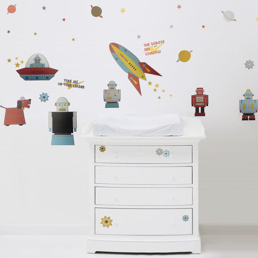 Space Robot scene wall stickers
