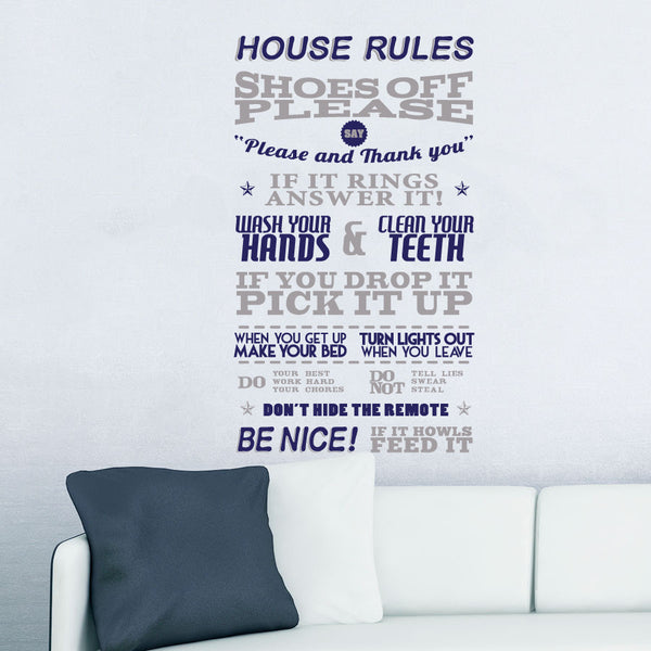 Rules for the home wall sticker decal for homes and offices. 