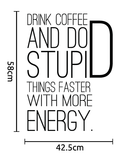 sizing chart for Drink coffee creative wall graphic decal.