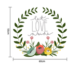 Size chart for let love abide floral typographic vinyl wall art sticker decal