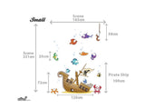 Sizing chart for sunken pirate ship vinyl wall sticker for kids