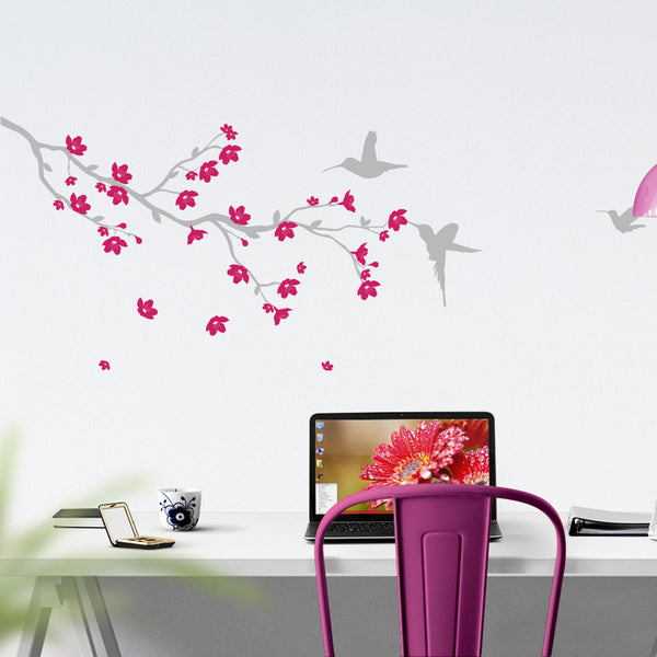 Branch with blossom and birds Wall Decal - Removable Vinyl Wall Stickers