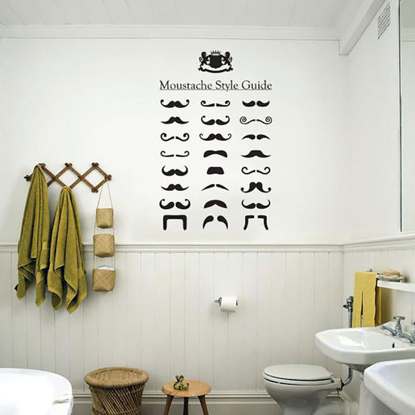 vintage and retro style moustache style wall sticker decal.