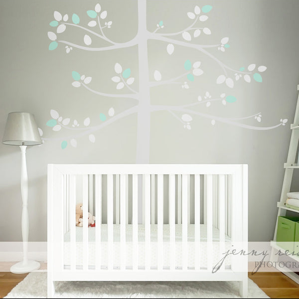 Kids nursery tree in pastel colours subtle wall decal
