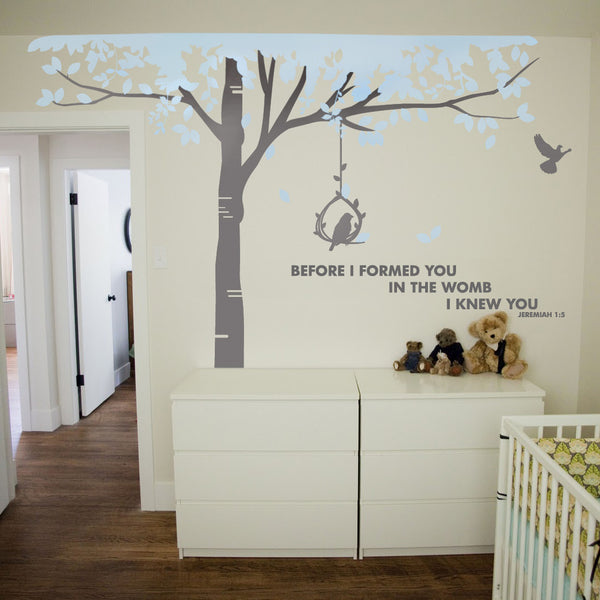 Tall tree to the celing removable wall sticker for nursery