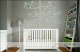 Wall decal stickers uk transfer for baby room, mint and grey tall tree transfer