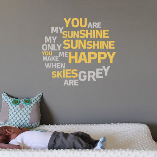 You are my sunshine nursery rhyme wall sticker decal. Wall art for kids