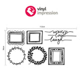 Sizing chart for picture frame wall sticker decal pack. picture frame vinyl wall art graphics