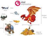 sizing chart for dragon hunter wall sticker decal pack for bedrooms