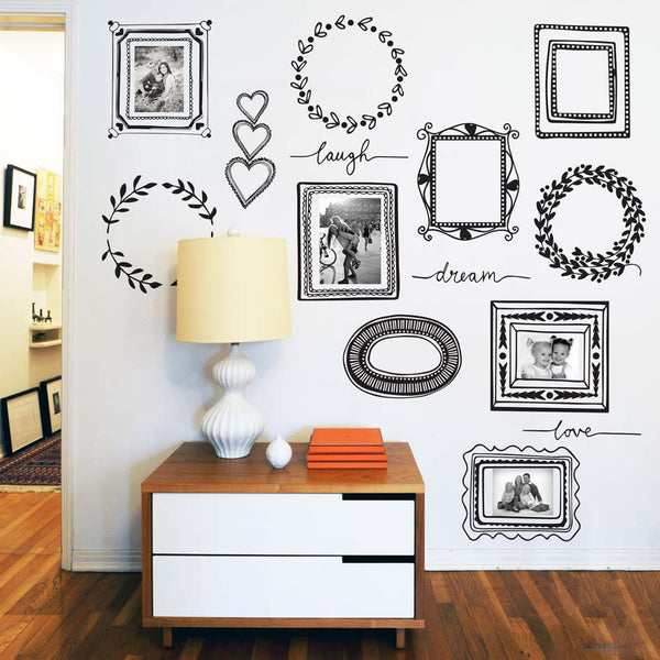 Pack of picture frames wall sticker decal set for homes and offices.