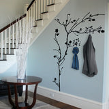 Nature wall sticker. Tree wall art sticker with hooks for home interior design